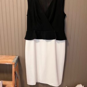 Black and White Ann Taylor Peplum Cocktail Dress